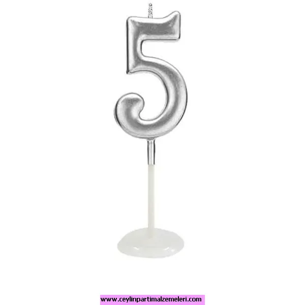 5 Rakam Mum Gümüş